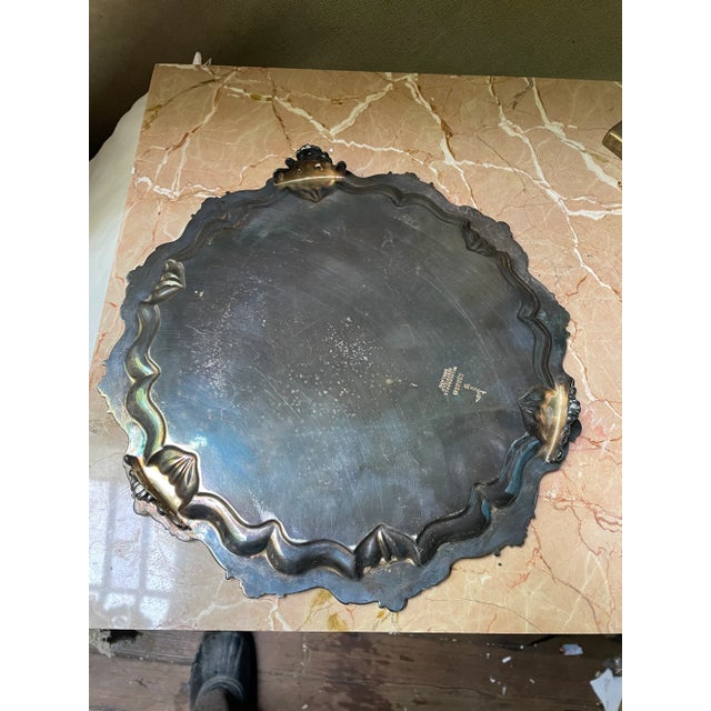 Silver Walker & Hall 1906 Sheffield England Silverplate Salver Footed Tray Plateau For Sale - Image 8 of 8