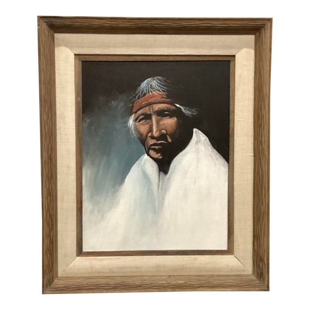 Mid 20th Century Native American Portrait of Elder. For Sale