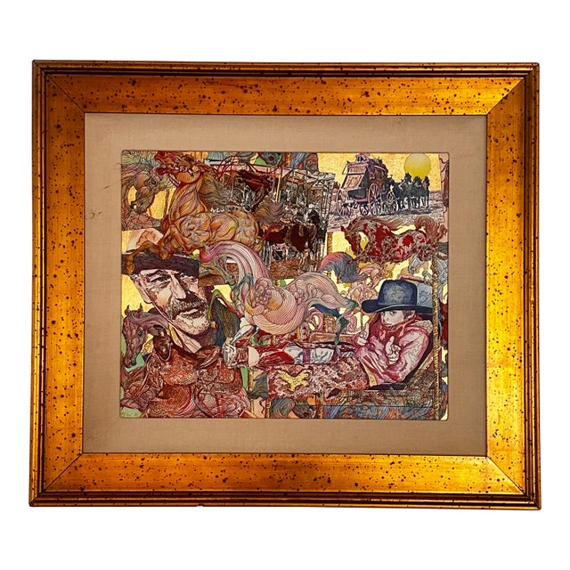 Guillaume Azoulay Signed and Numbered Gold Leaf Silkscreen on Canvas Framed For Sale