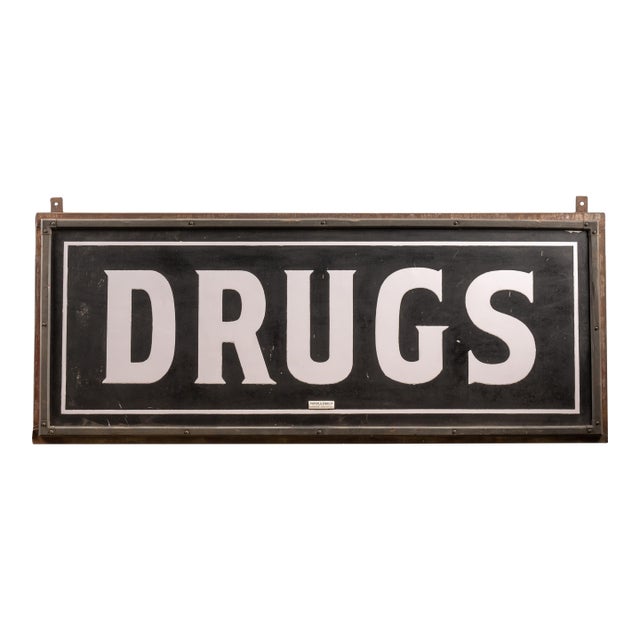 Early 20th Century Rawson & Evans Milk Glass Pharmacy Sign For Sale