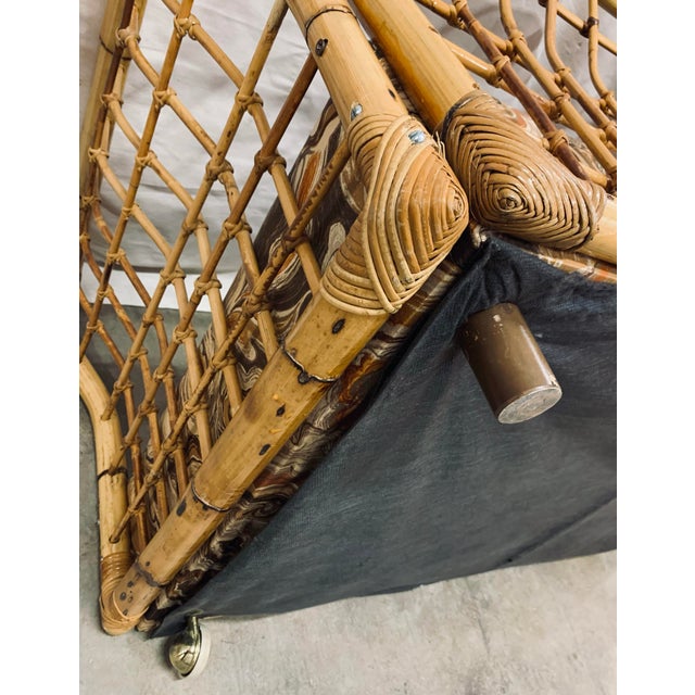 Rare Vintage 1980s Rattan and Bamboo Loveseat Sofa in the Style of Gervasoni With Original Upholstery For Sale - Image 10 of 12