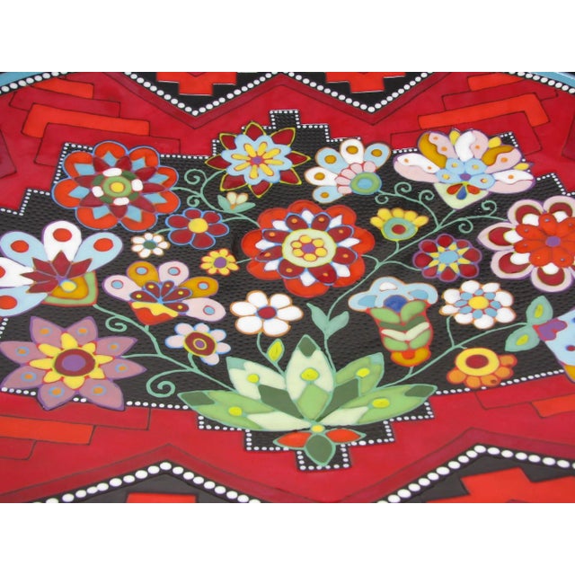 Red Clay Mesa Custom Hand-Crafted Decorative Pottery Plate Wall Décor With Floral Pattern For Sale - Image 8 of 11