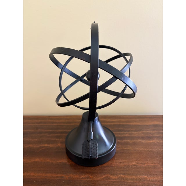 Black Vintage English Country Iron Black Garden Armillary Sundial For Sale - Image 8 of 10