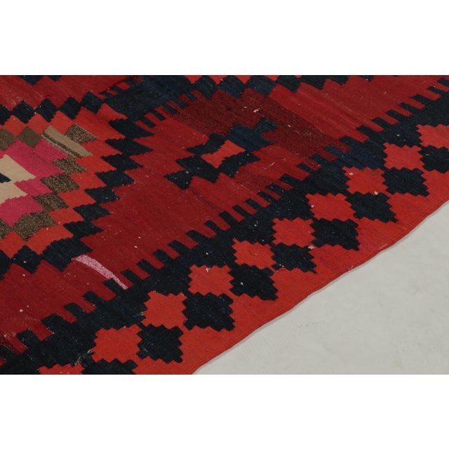 Rug & Kilim 1910s Antique Persian Kilim in Red, Pink and Blue Tribal Geometric Patterns For Sale - Image 4 of 6