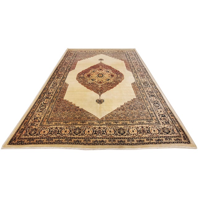 Antique Tabriz Hadji Jalili Persian Rug 9'9x12'4 For Sale - Image 10 of 11