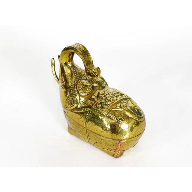 Late 20th Century Late 20th Century Pressed Tin Brass Elephant Lidded Box For Sale - Image 5 of 7