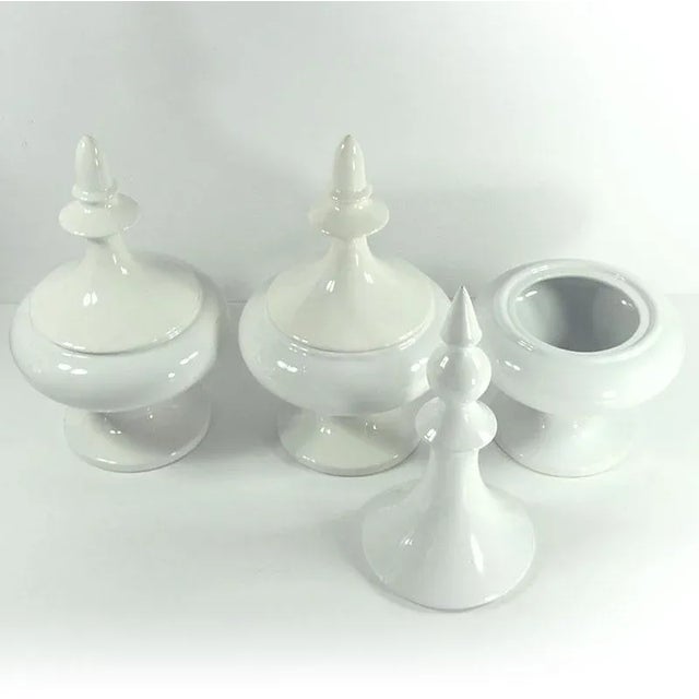 Large French Ceramic Covered Jars, Set of 3 For Sale - Image 6 of 9