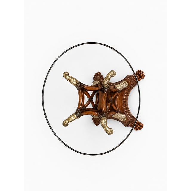 Traditional 1990s Attributed Century Furniture Rattan, Wood and Glass Dining Table For Sale - Image 3 of 13
