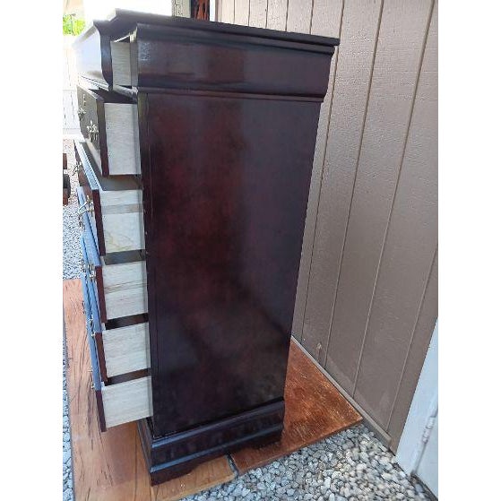 Vintage Wood Chest 6 Drawer Dark Tone the Villa Collection For Sale - Image 4 of 7