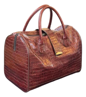 Embossed Crocodile Travel Satchel Bag, Maroon