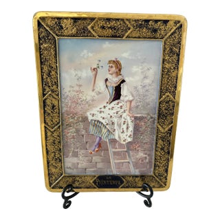 1880’s L. Breuil Artist Signed Le Primtemps Porcelain Plaque For Sale