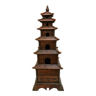 Vintage Chinese Split Reed Bamboo 6-Tier Pagoda Tower For Sale