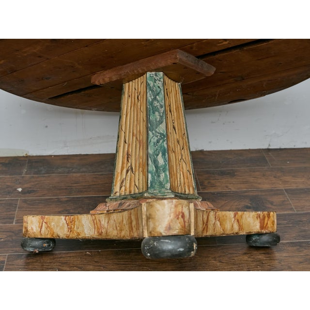 Brown 19th Century Italian Faux Painted Center Table with Trompe-l’Œil Marble Finish For Sale - Image 8 of 12