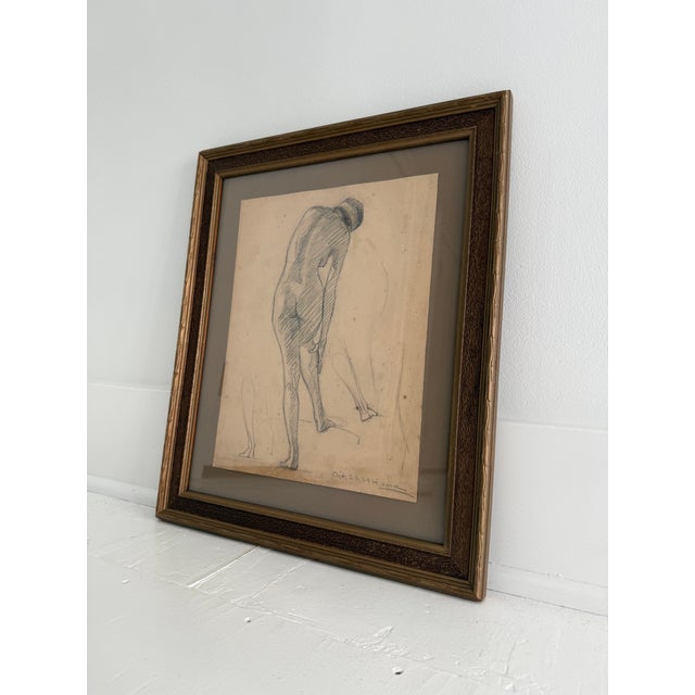 1920s Academic Charcoal Standing Woman, Signed For Sale In Minneapolis - Image 6 of 6