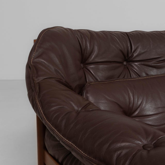 Animal Skin 1960s Danish Mid-Century Modern Sofa Attributed to Ellekær & Norell for Coja Chocolate Brown For Sale - Image 7 of 18