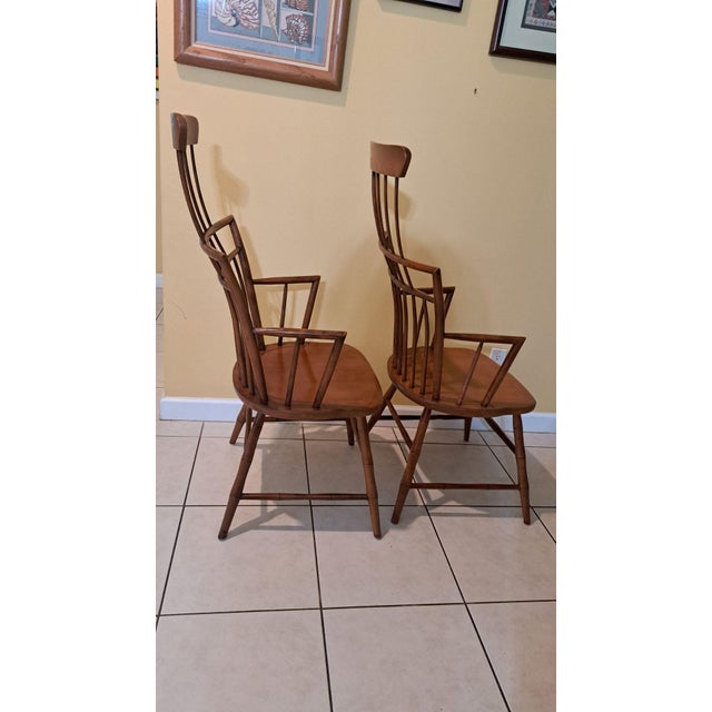 Ron Curtis Pair Curtis Products Comb Back Windsor Armchair Solid Maple Ashburnham Ma 1950s For Sale - Image 4 of 12