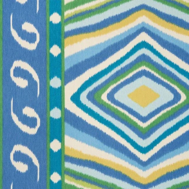 Traditional Sample - Schumacher X Johnson Hartig Terence Ikat Fabric in Peacock For Sale - Image 3 of 3