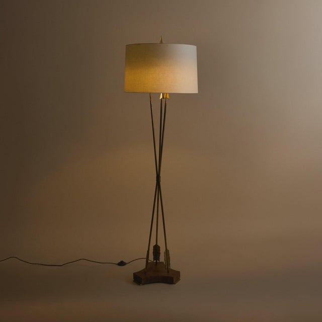 1950s French Brass Arrow Floor Lamp by Marcel Guillemard For Sale In Chicago - Image 6 of 12