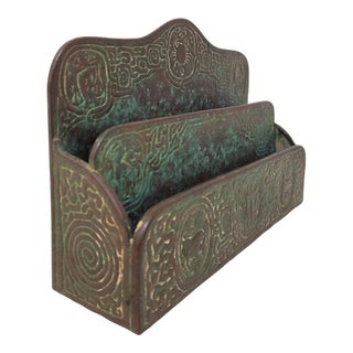 Antique Tiffany Studios New York Bronze Zodiac Letter Rack - 2 Tier Holder - 418 For Sale