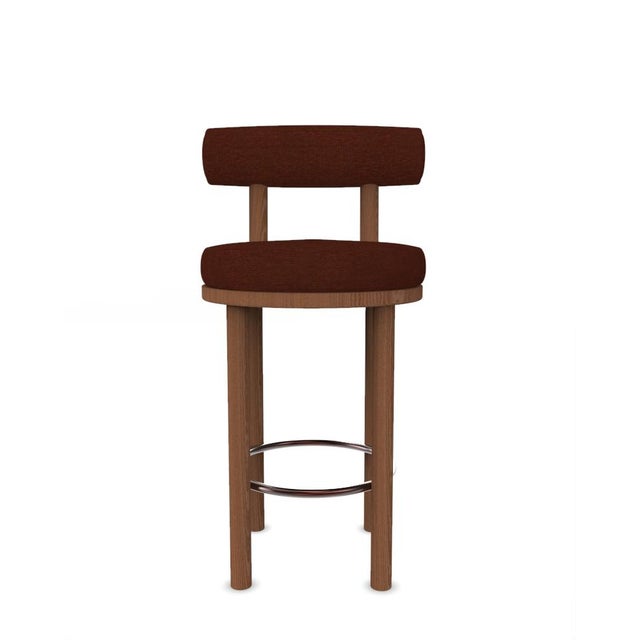 Metal Collector Modern Moca Bar Chair in Wood Fabric and Smoked Oak by Studio Rig For Sale - Image 7 of 7