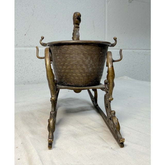 Antique 19th Century Bronze Victorian Sleigh Ring Holder Jewelry Jar Dish For Sale - Image 9 of 14