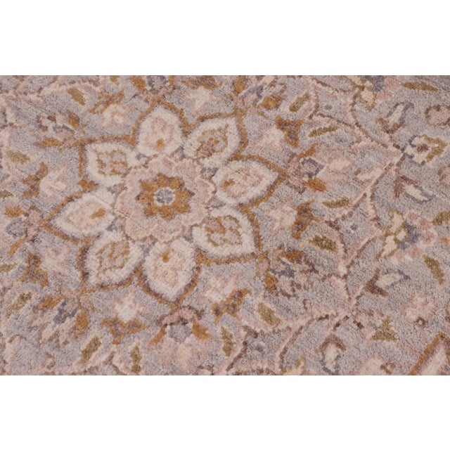 Bohemian Ziegler Gray/Ivory Wool Round Rug- 6'11'' X 6'11'' For Sale - Image 4 of 10