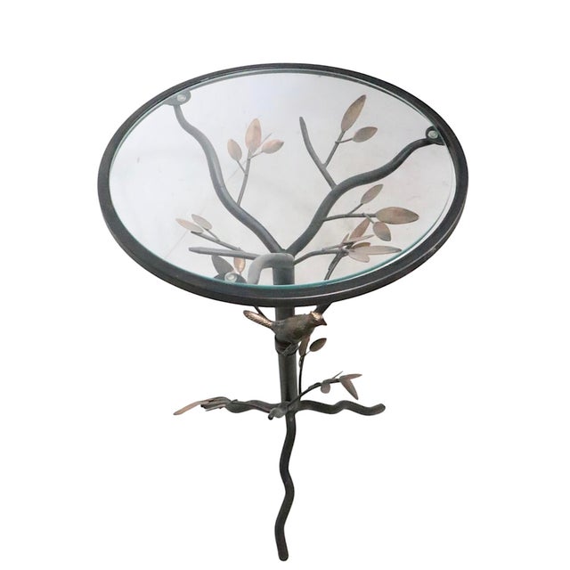 Farmhouse Late 20th Century Metal and Glass Bird Themed Pier 1 Side Table For Sale - Image 3 of 11