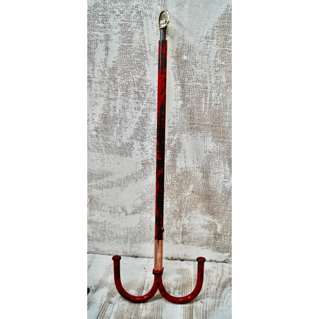 A Victorian Beam Hanging Bridle Cleaning Hook. Made from iron, with 2 hooks for bridles or tack, fully extendable with...