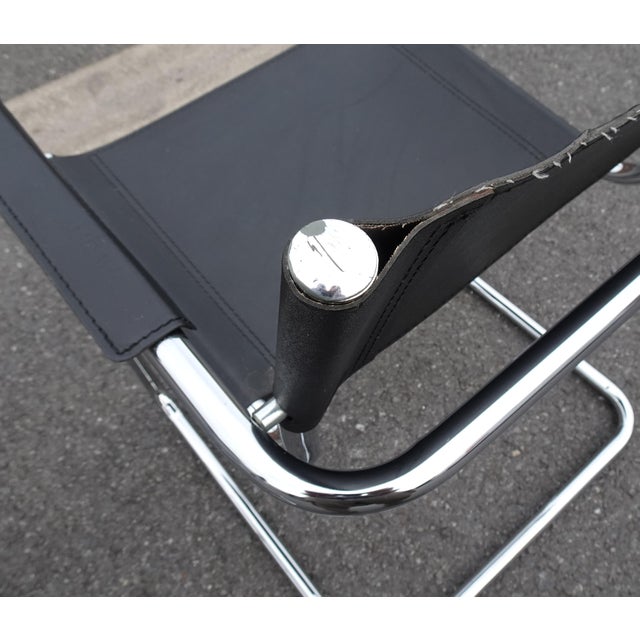 Vintage Italian B34 Leather Chrome Slide Chairs by Mart Stam, 1990s, Set of 2 For Sale - Image 12 of 18
