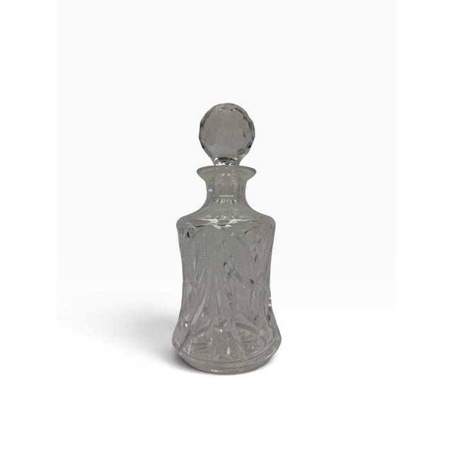 Waterford Crystal Vintage Signed Waterford Crystal Spirit Decanter With Faceted Ball Stopper For Sale - Image 4 of 6