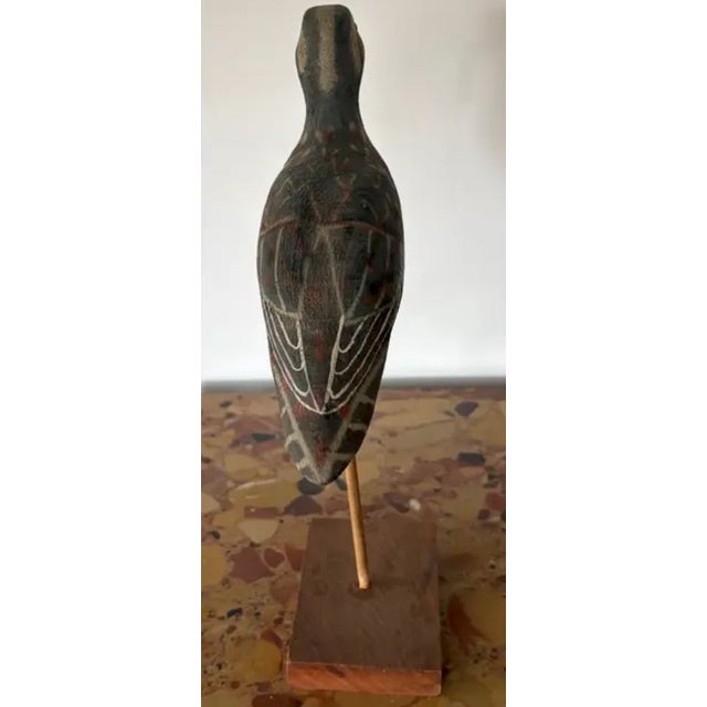 Mid 20th Century Vintage Hand Carved and Painted Wooden Shorebird, Folk Art For Sale - Image 5 of 6