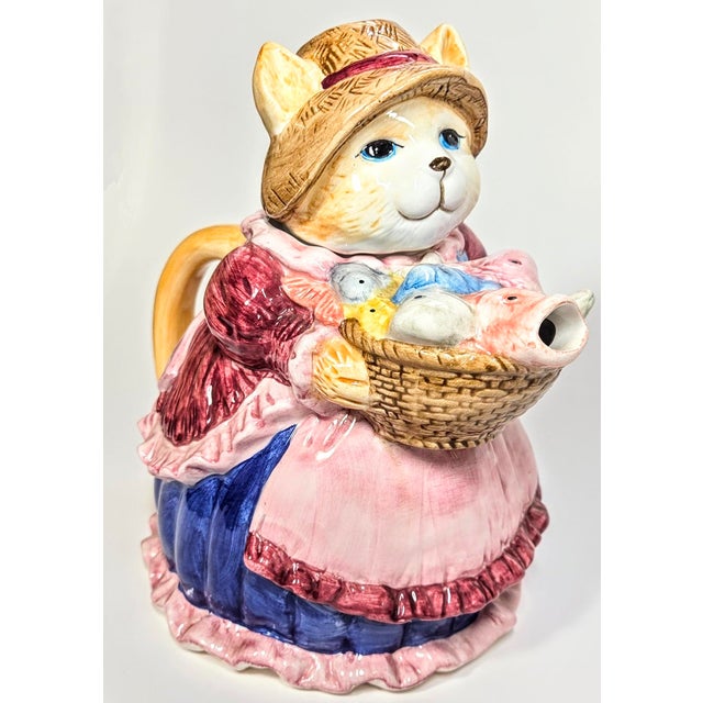 Orange Fish Market Cat Teapot For Sale - Image 8 of 12