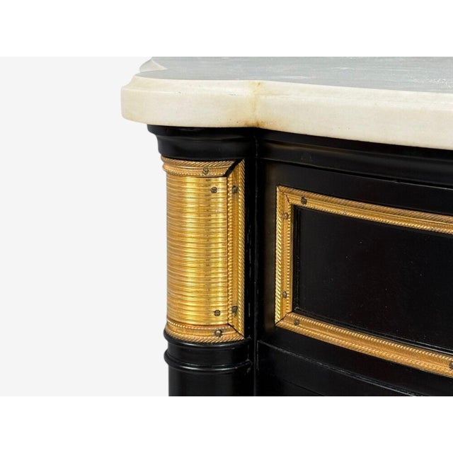 Maison Jansen Style, Louis XVI Bow Front Chest, Ebonized Wood, France, 1900s For Sale - Image 10 of 17