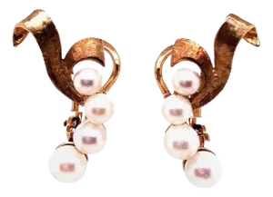 14 Karat Yellow Gold Four Pearl Drop Earrings With English Locks