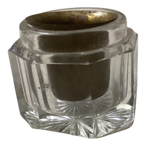 1900’s Glass Inkwell Complete With Brass Dipping Lid