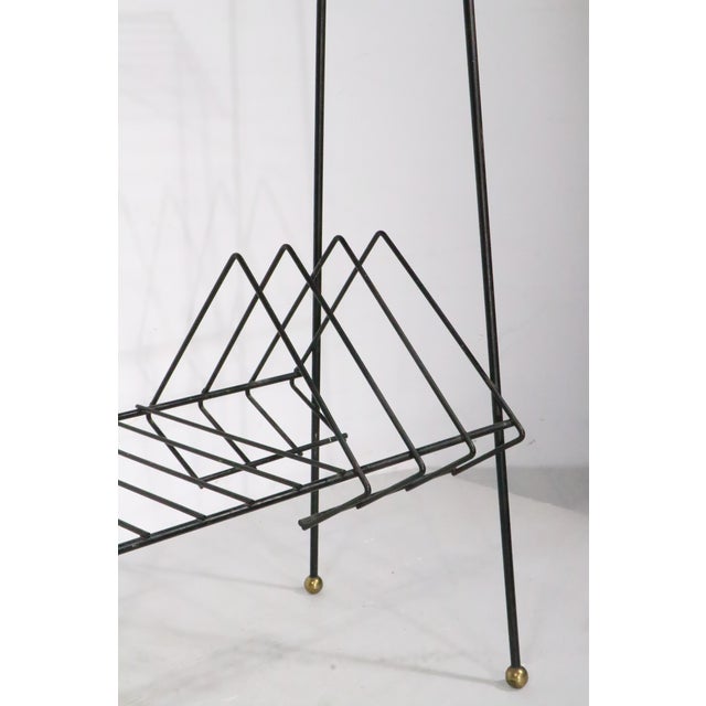 Black Mid 20th Century Wrought Iron Record Rack Stand For Sale - Image 8 of 10