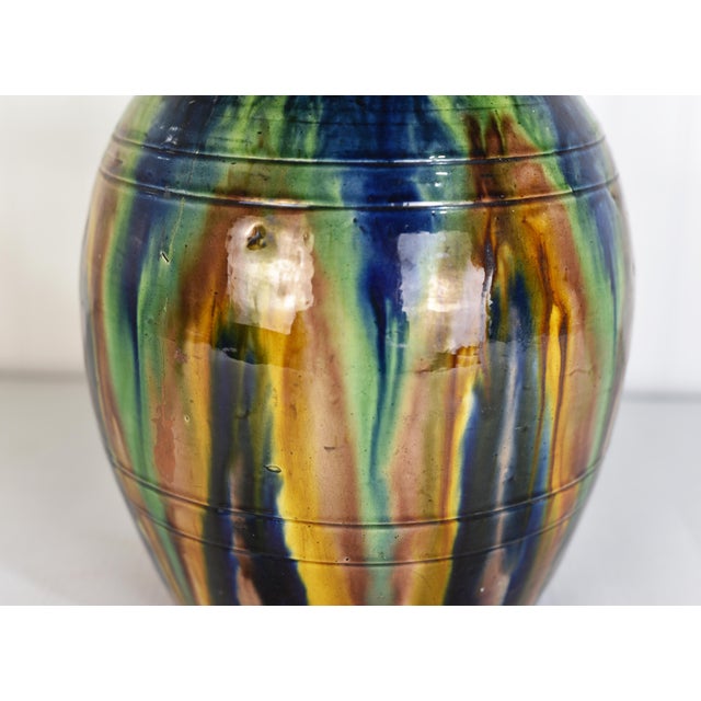 Mid Century Belgian Drip Glaze Lidded Vase For Sale - Image 4 of 11
