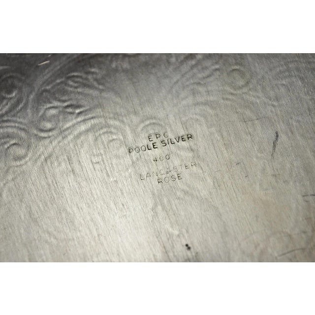 Vintage Poole 400 Lancaster Rose Oval Silver Plated Bar Serving Platter Tray For Sale - Image 12 of 14