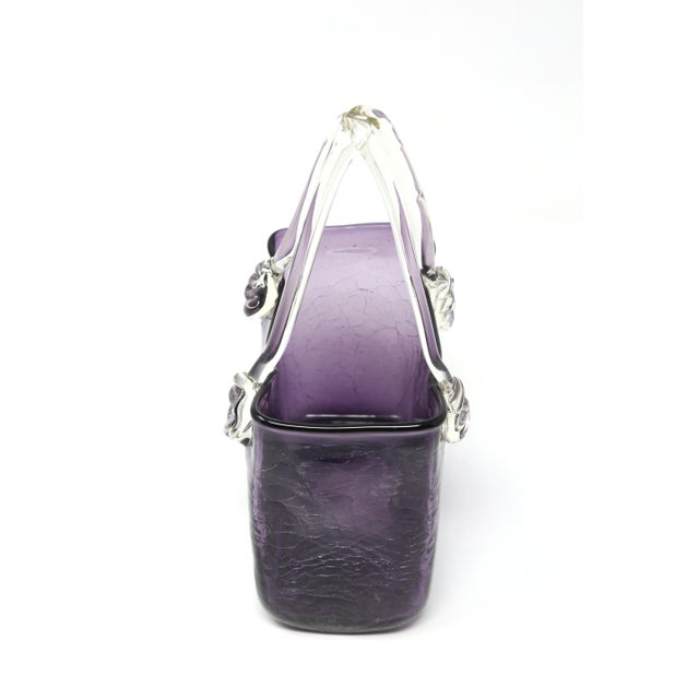 1980s Purple Art Glass Handbag Vase For Sale - Image 5 of 8