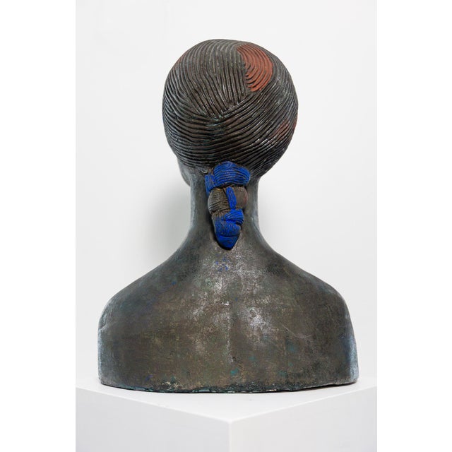 Mid-Century Modern Half-Length Terracotta Sculpture of an Ethiopian Woman by Gino Zattoni, 1950s For Sale - Image 3 of 5