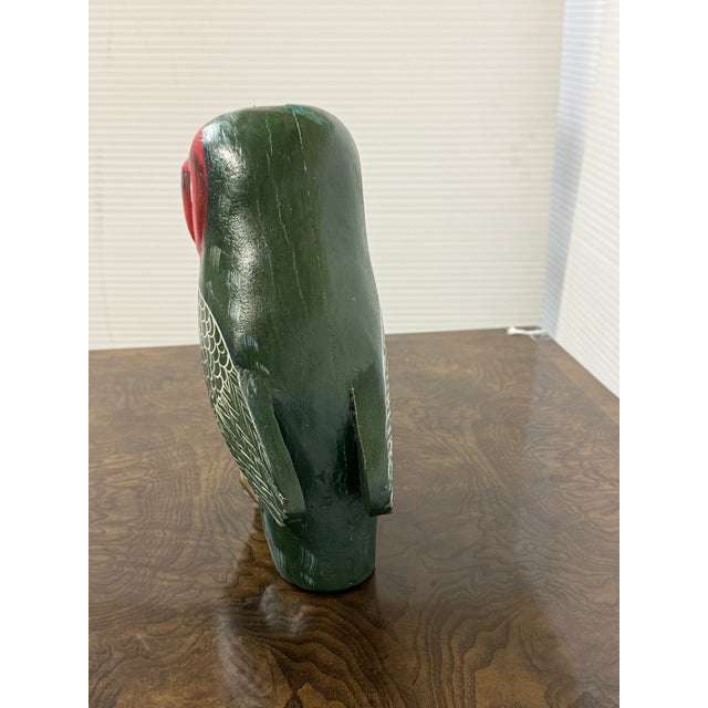 Wood Sudha Hand-Painted Wooden Owl Figurine For Sale - Image 7 of 12