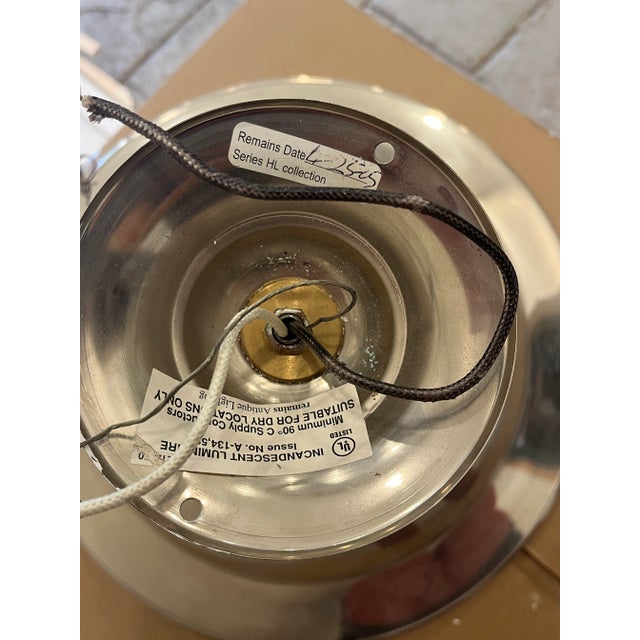 Remains Lighting Orson Pendant Semi Flush Mount, Stainless, Milk Glass, Rare For Sale - Image 12 of 14