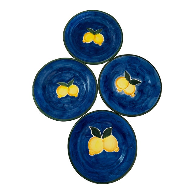 Vintage Italian Hand Painted Lemons Plates - Set of 4 For Sale
