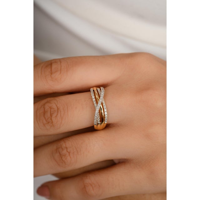 Modern Crossover Natural Diamond Engagement Ring Size 6 For Sale - Image 3 of 12