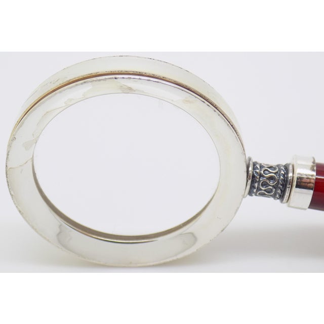 Silver Vintage Italian Handmade Genuine Silver and Wood Purse Small Portable Magnifier For Sale - Image 8 of 15