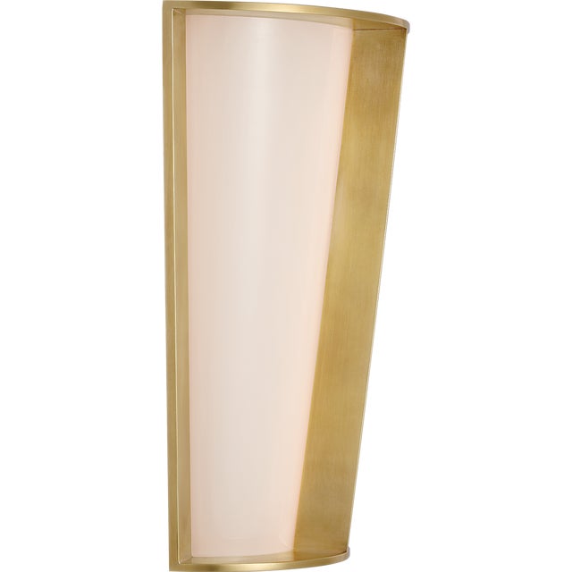 Phinn 12" Tapered Sconce in Soft Brass with White Glass Designer: Barbara Barry Finish: Soft Brass Height: 12" Width: 9"...