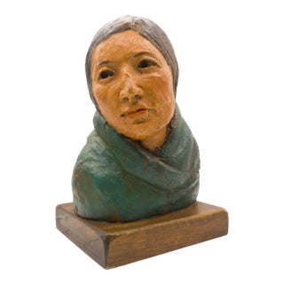 Bust of a Native American Woman With Shawl - Robert Lohman, C. 1995 For Sale