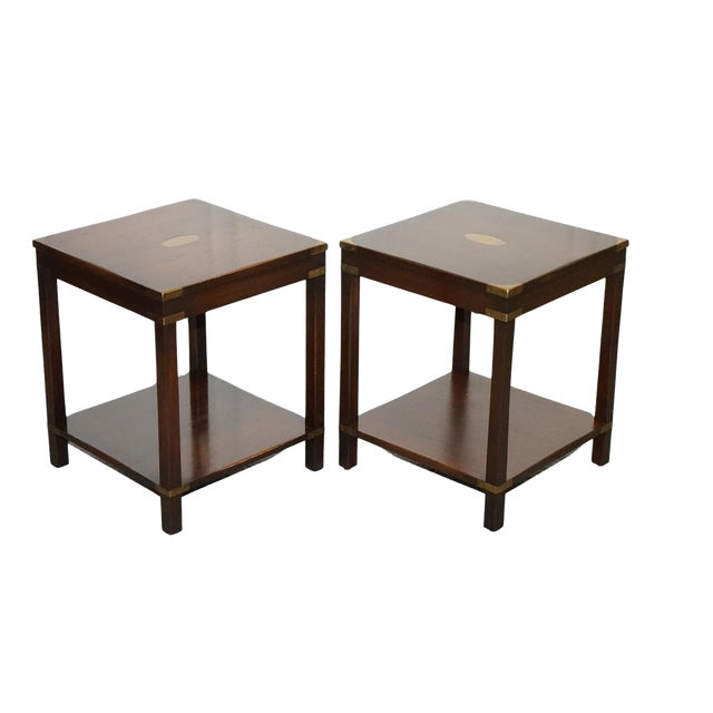 English Bevan Funnell Military Campaign Nightstands, Set of 2 For Sale