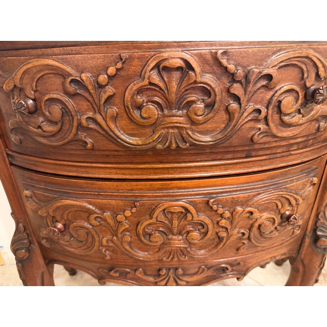 20th Century Two-Drawer Bedside Commode Nightstand With Marble Top, Pair For Sale - Image 14 of 15