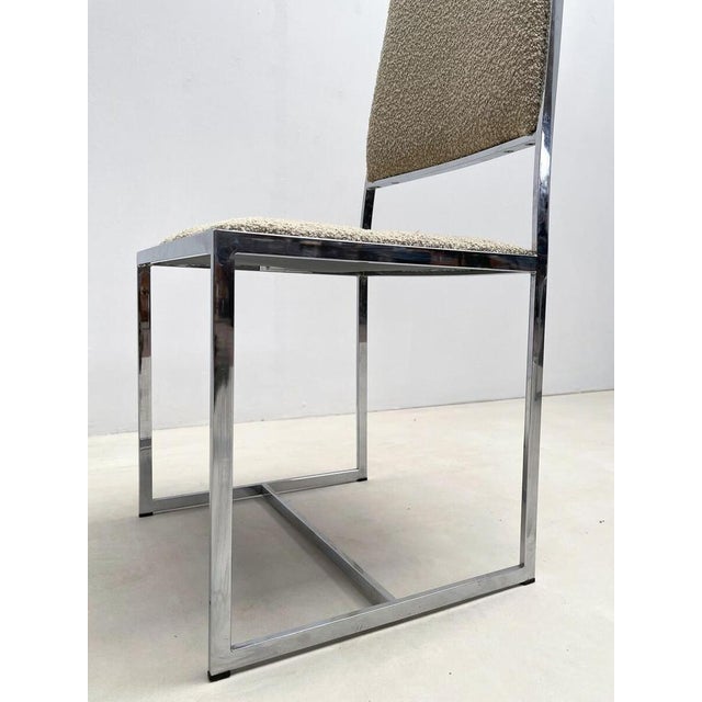 Dining Chairs in Chrome and Bouclé, 1970s, Set of 5 For Sale - Image 4 of 10